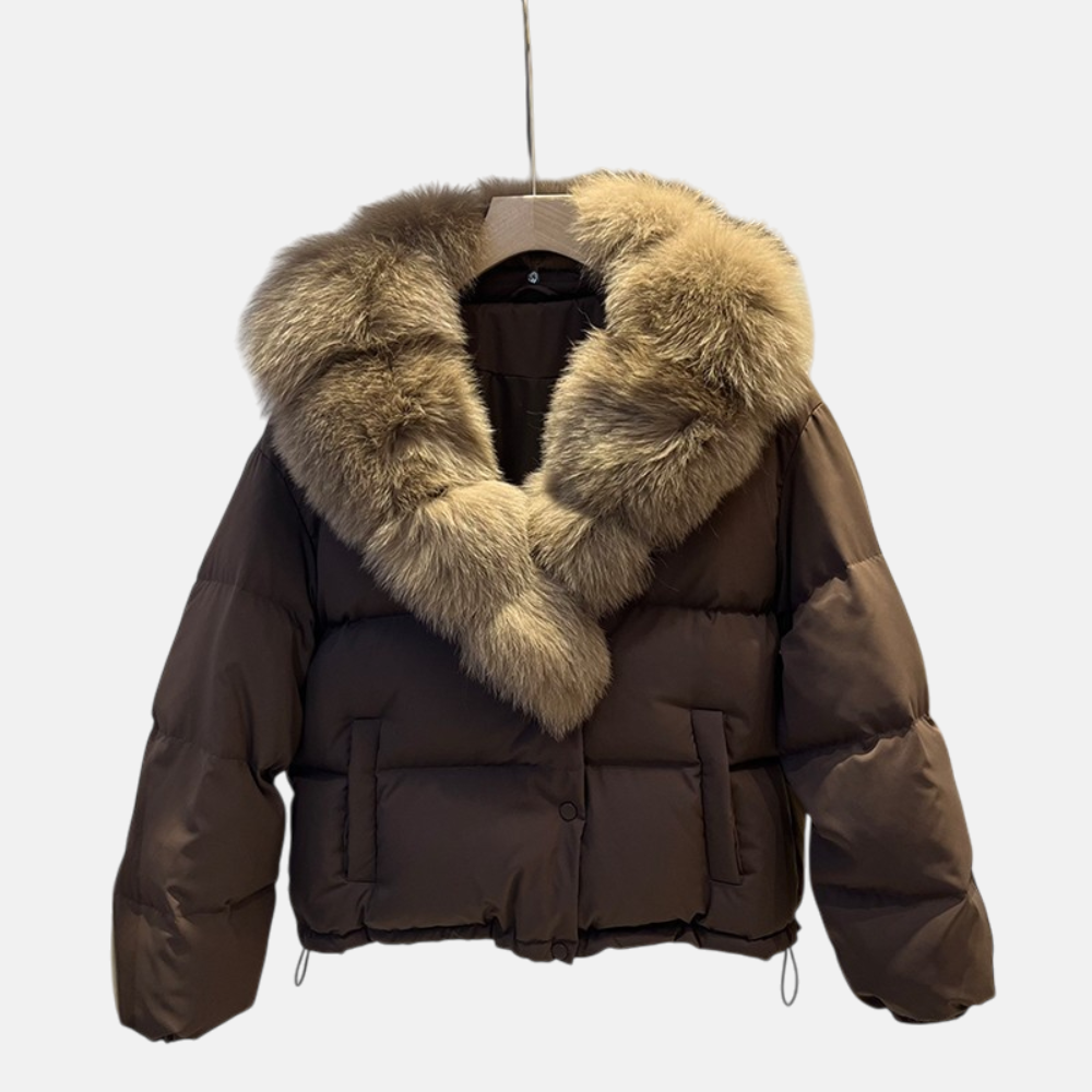 Daunenjacke mit Pelzkragen