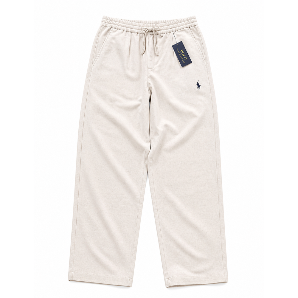 Kurze Leinenhose mit Logo